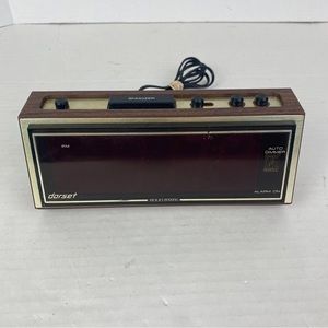 Vintage Dorset Alarm Clock 77-911100 Wood Grain Plastic Electric Battery Backup